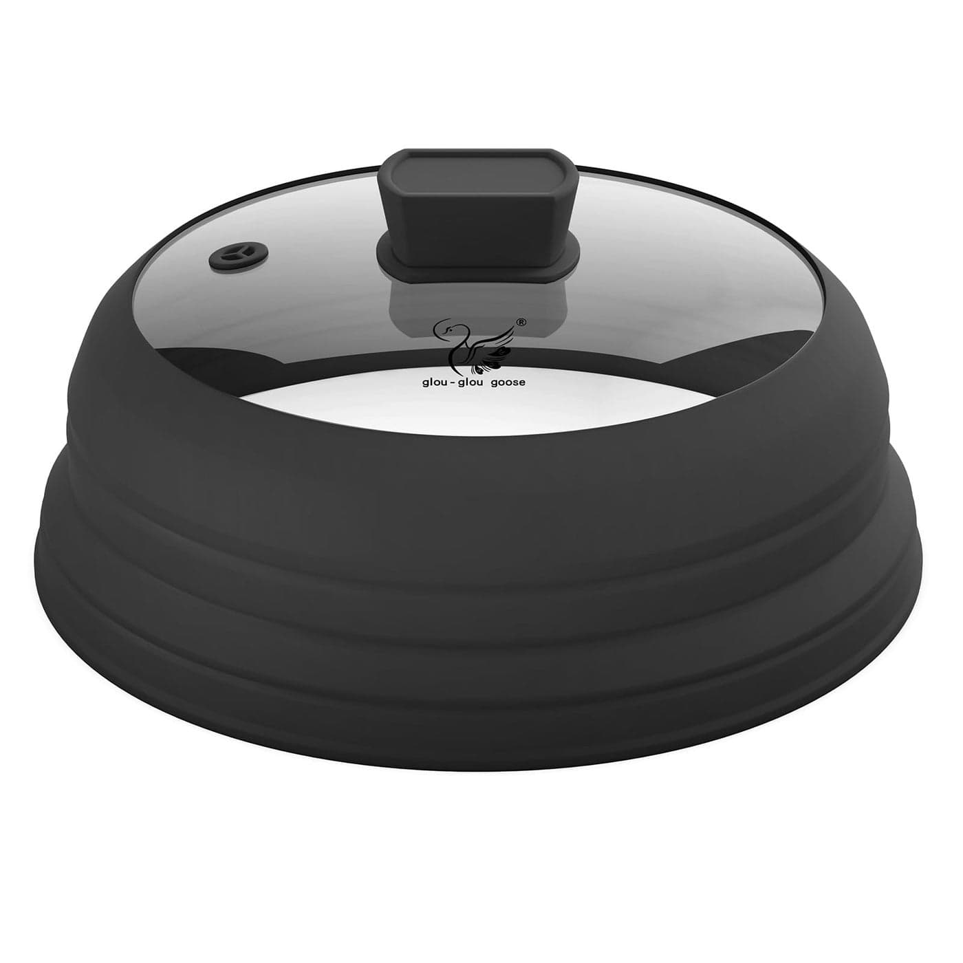 Microwave Splatter Cover Glass Splatter Guard Lid with Collapsible Silicone for Food Pot Cover Plate Cover 108 inch Black