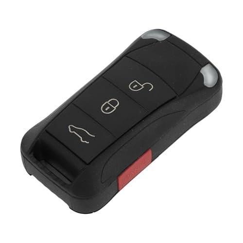 X AUTOHAUX Key Shell Case Keyless Entry Remote Key Fob Replacement Case for Porsche Cayenne 2005-2006 for Porsche Cayenne 2008-2011 4 Buttons KR55WK45022