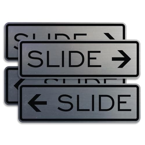 Classic Slide Door Sign - Silver - Large (2 Sets - 4 Signs)