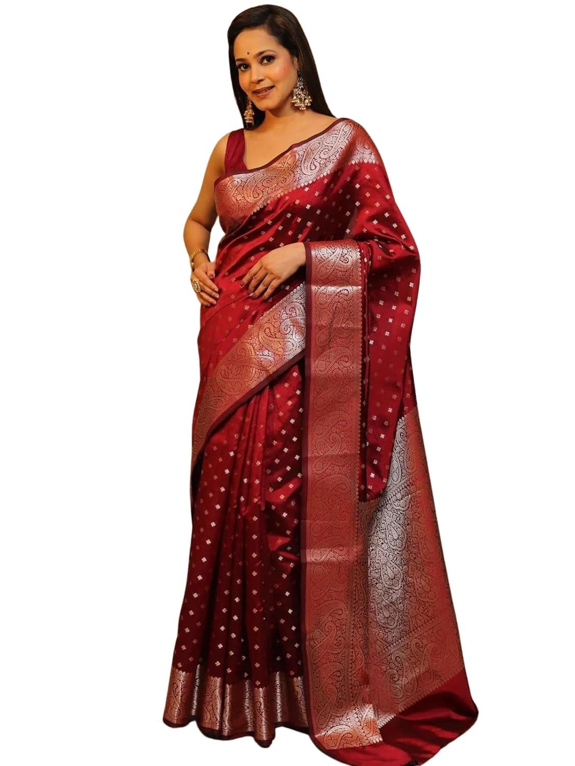 C J Enterprise Women's Banarasi Saree Pure Kanjivaram Silk Saree Soft Design Wear Pattu Sarees Latest Cotton With Blouse Piece for Wedding sadi new ladies 2026