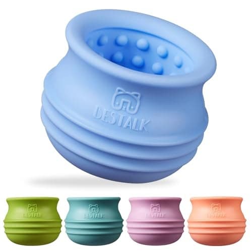 Bestalk Dog Enrichment Treat Toy, Long-Lasting Wobbly Interactive Freeze Lick Toys for Dogs, Stuffable Puzzle Feeder Toy for Boredom, Silicone Treat Dispensing Chew Toy (Baby Blue,S)