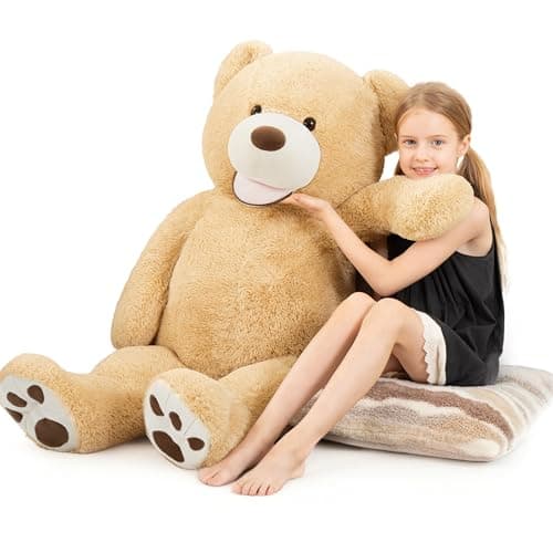 MorisMos Smiling Giant Teddy Bear 4 Feet Soft Large Big Teddy Bear Stuffed Animals Plush 47 Inch Gifts for Kids Girlfriend Baby Shower Birthday Brown