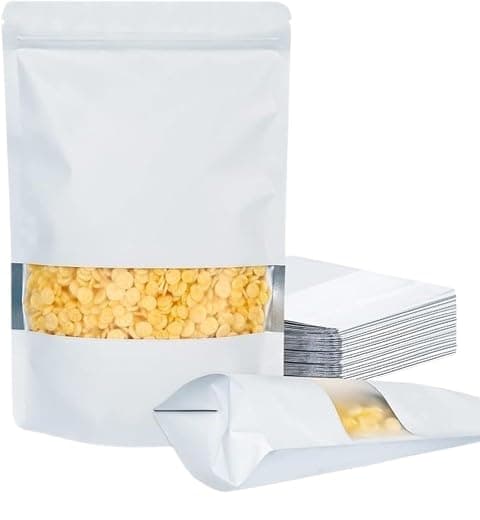 CLassiC Eco Friendly Bags Waterproof, Leakproof, Airtight Multi-Purpose Storage with Top Notch | Reusable Zip Lock Stand Up Pouches | White (50, 500 Grams)