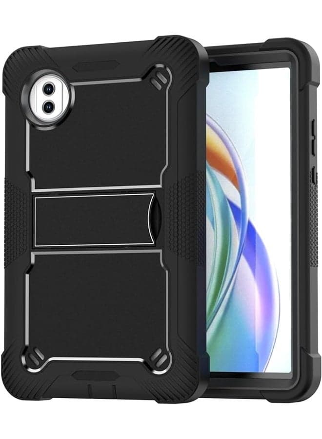 Compatible with Honor Pad X7 8.7 inch 2025 Tablet Case, Kids-Friendly 3 in 1 Hybrid Shockproof Silicone Gel Protective Tablet Cover Built In Stand (Black)