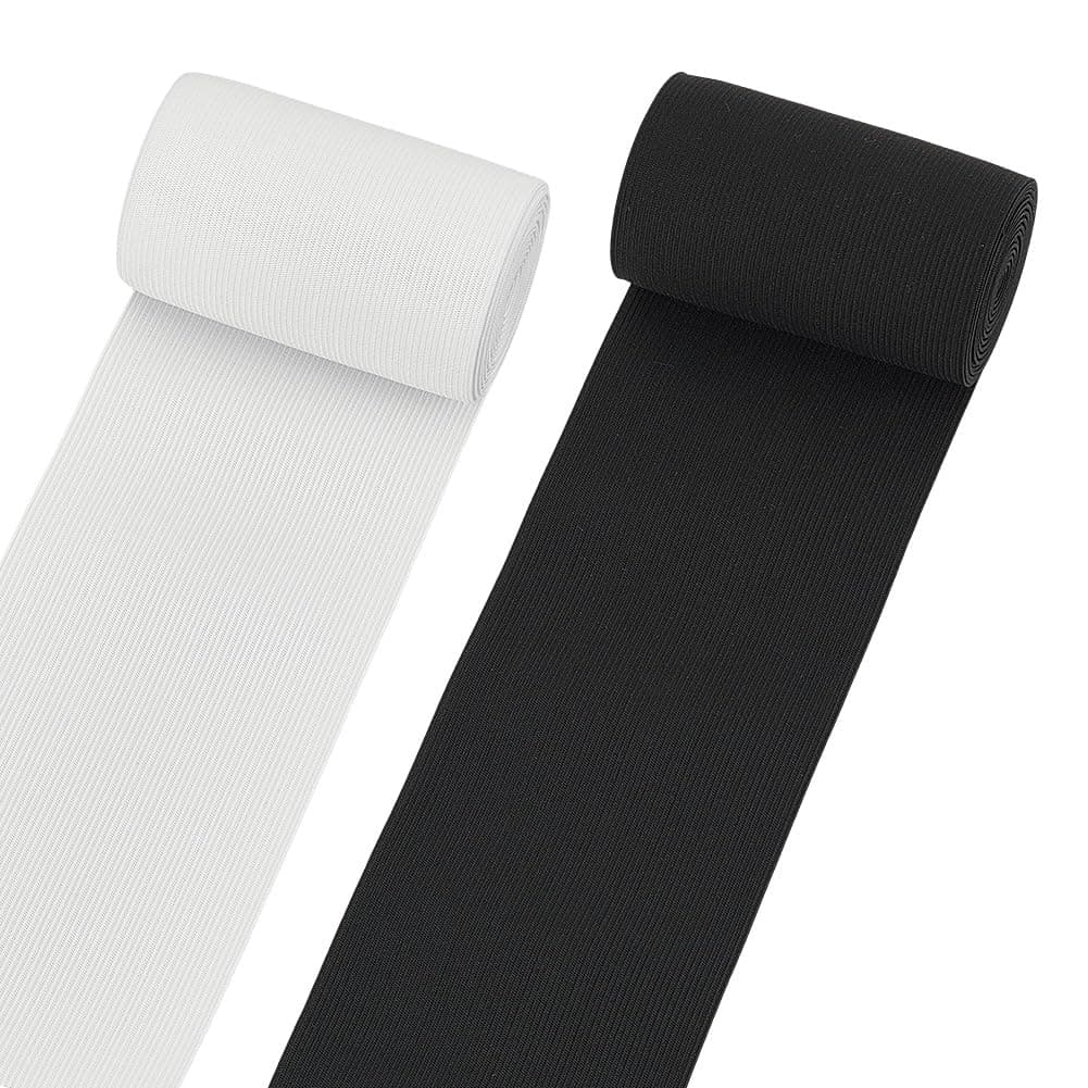 BENECREAT Heavy Stretch Knit Elastic Band 4Inch Wide 66 Yards 33Yds Black White High Elasticity Waistband for Pants Sportswear Costumes