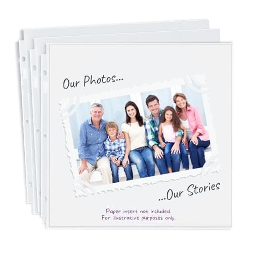 Dunwell Scrapbook Refill Pages 12x12 - (50 Pack) Super Heavyweight, Fits 3-Ring Scrapbooking Binders, Standard 12 x 12 Photo Album Pages, Sheet Protectors, Paper Inserts Not Included