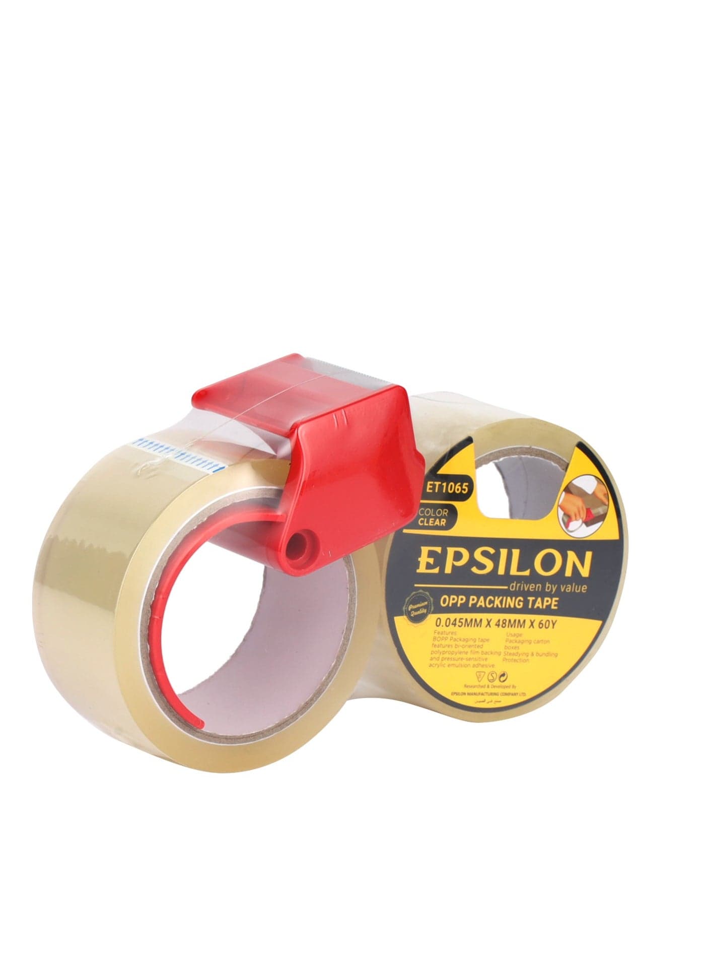 Epsilon OPP Packing Tape- ET1065/ 0.045 MM X 48 MM X 60 Y, BOPP Film Backing and Pressure-Sensitive Acrylic Emulsion Adhesive