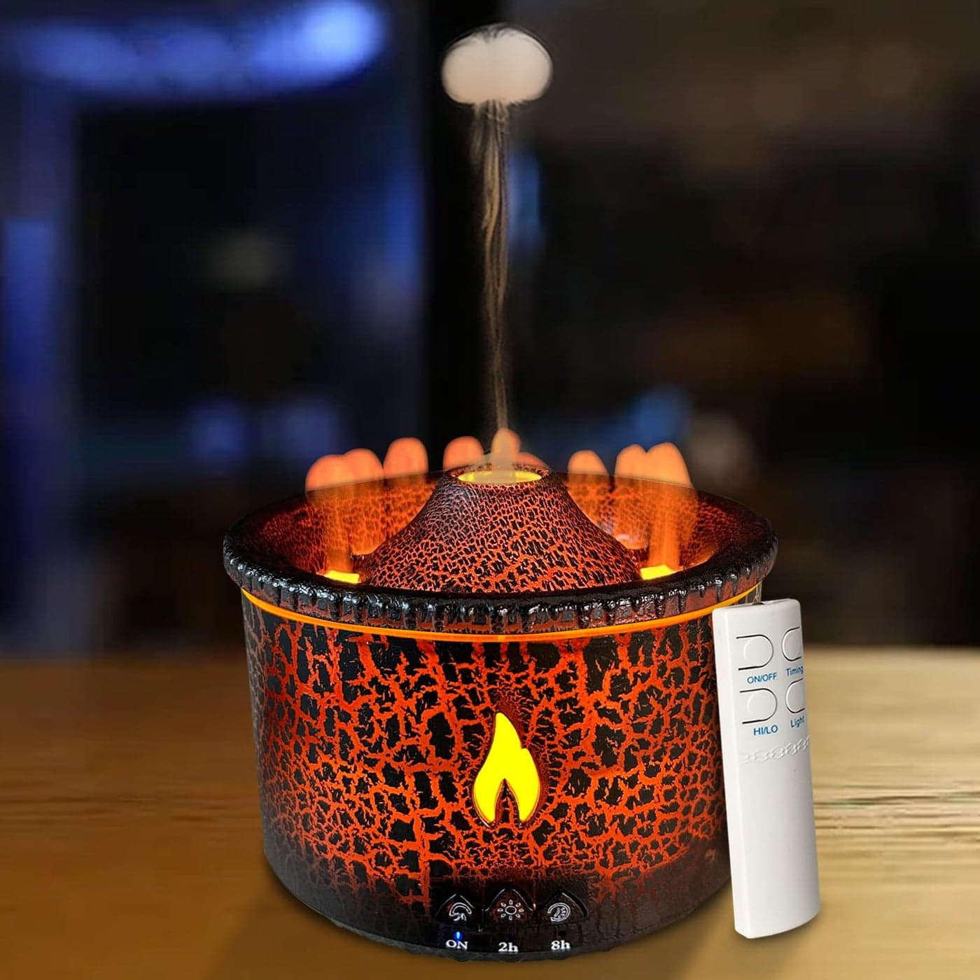 Cechlicht Volcano Diffuser Essential Oil Diffuser 300ml Volcano Humidifier with Flame Volcano Mist Mode 2 Colors Timer Auto ShutOff Remote Control Flame Diffusers for Home Bedroom Black