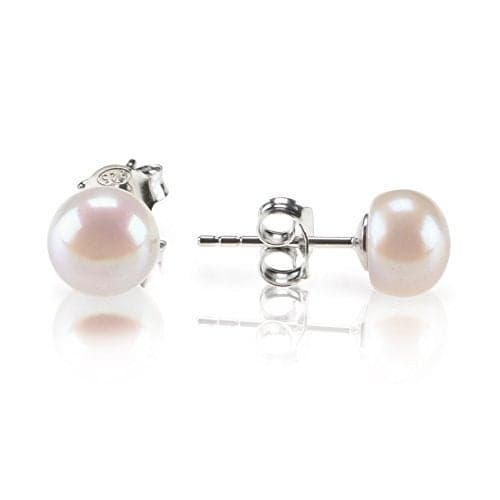 PAVOI 925 Sterling Silver Freshwater Cultured Stud Pearl Earrings - 9.5mm AAA Quality