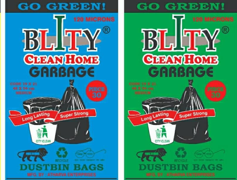 BLITY Garbage Bags (Medium) - 180 pcs of Bags | (19 X 21 inch) Medium Size Bags for Dry and Wet Waste (90 Pcs Blue and 90 pcs Green) (Blue Green 6 Pack)