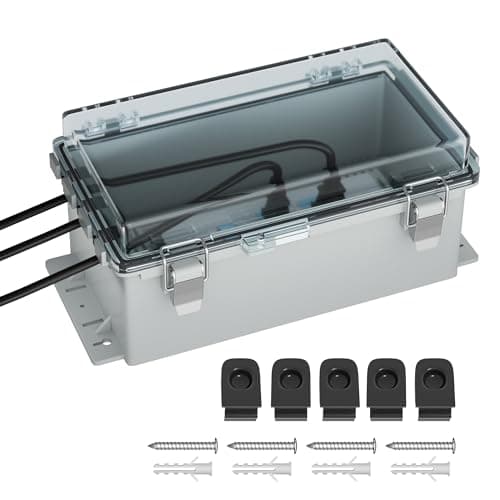 Joinfworld 9x5x4.3 Outdoor Extension Cord Cover for Outside Waterproof Outdoor Electrical Box Outlet Plug Cover Cord Protector Plastic Connection Box for Power Strip Lights Pump Controllers