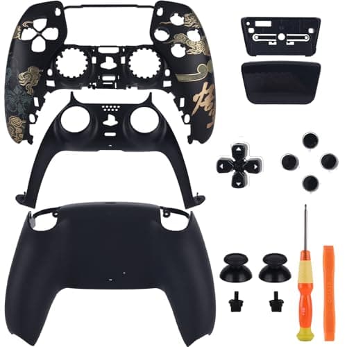 Replacement Housing Shell for PS5 ControllerFaceplates Replacement kit for PlayStation 5 ControllerIncludes Front and Back ShellThumbsticksTouch Pad Buttons Frosted Black
