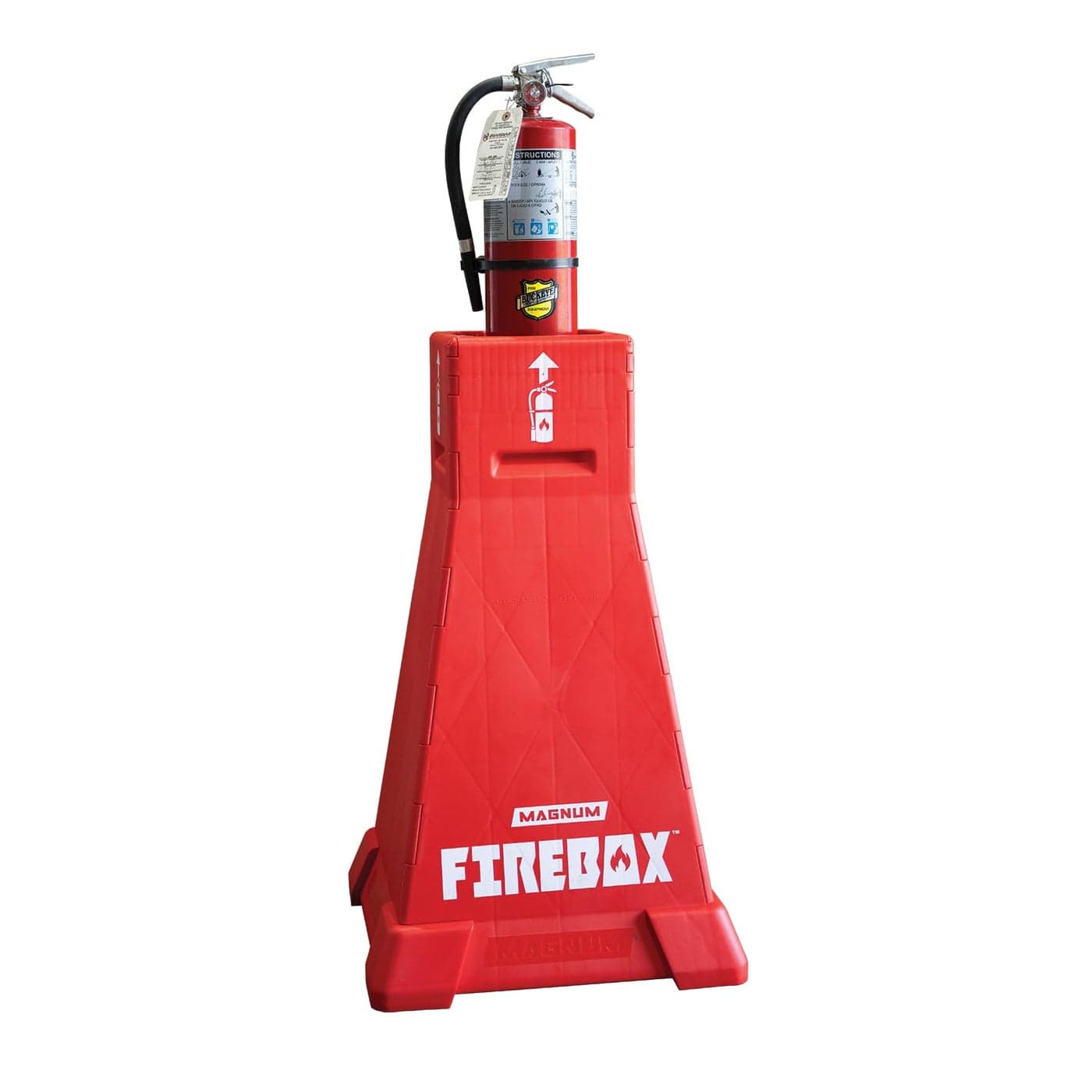 MAGNUM Firebox Portable Fire Extinguisher Stand OSHA Compliant Emergency Fire Extinguisher Safety Station Stand for Construction Jobsites Easy to Assemble and Disassemble Holds up to 30 Lbs