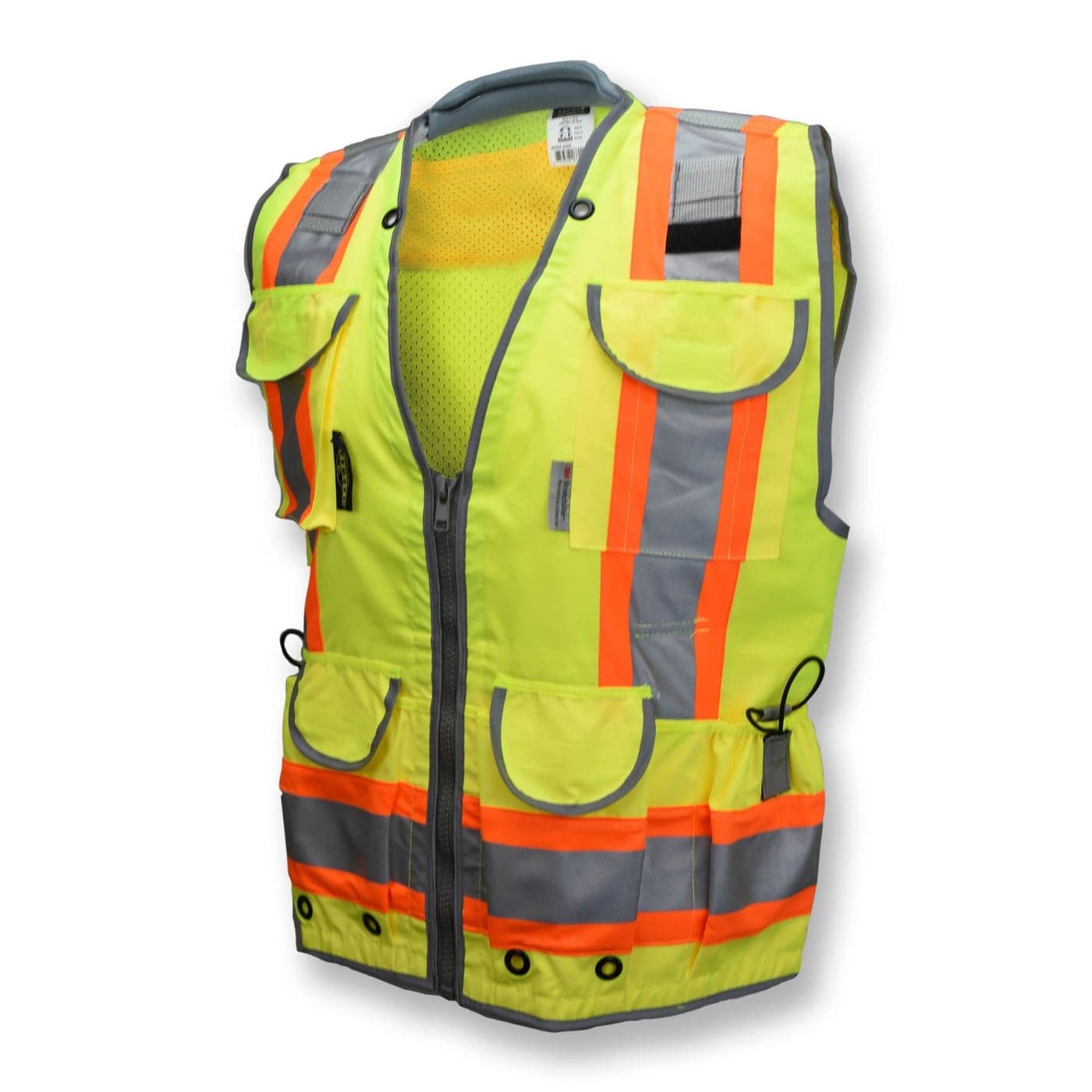 Radians SV55 Class 2 Heavy Woven Two Tone Engineer Vest with Padded Neck to Support Extra Weight in Cargo Pockets Green 3XLarge