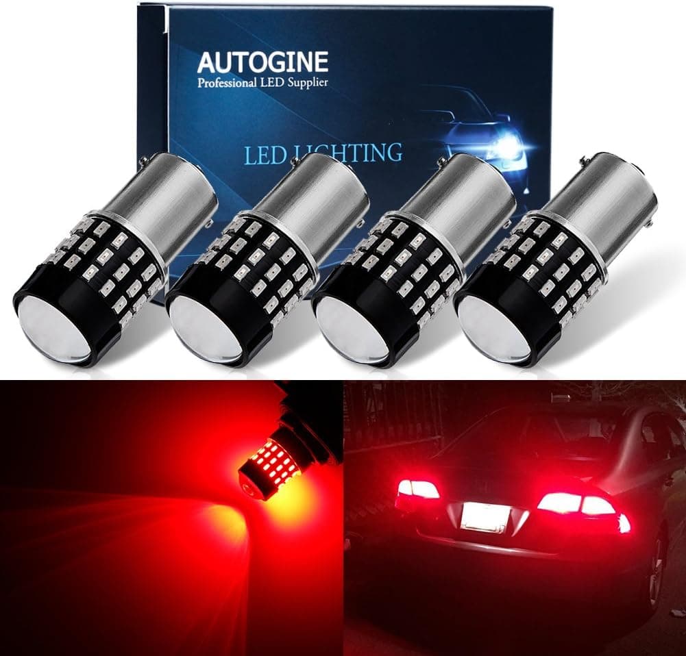 AUTOGINE 4 X Super Bright 9-30V 1156 LED Bulbs for Tail Lights and Brake Lights, Brilliant Red