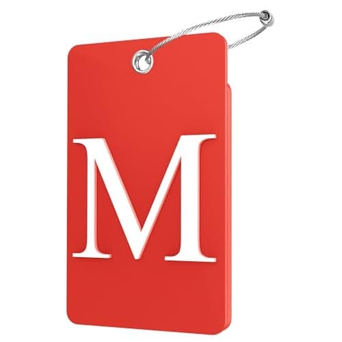 Gostwo 2 Pack Luggage Tags for Suitcases, 26 Initial Letter Travel Luggage Baggage Identification Labels ID Tag Fully Bendable Tags with Stainless Steel Loop (Red) (Letter M)