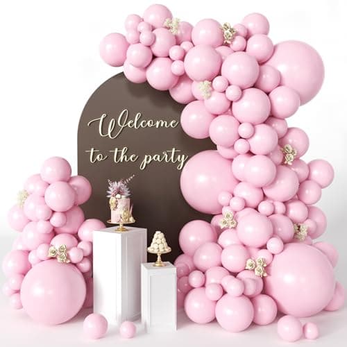 CVPARTYON Light Pink Balloons 125 Pcs Pink Different Sizes of 18 12 10 5 Inch Pastel Baby Pale Pink Balloon Arch Kit Garland for Birthday Baby Shower Gender Reveal Valentines Day Bridal Shower
