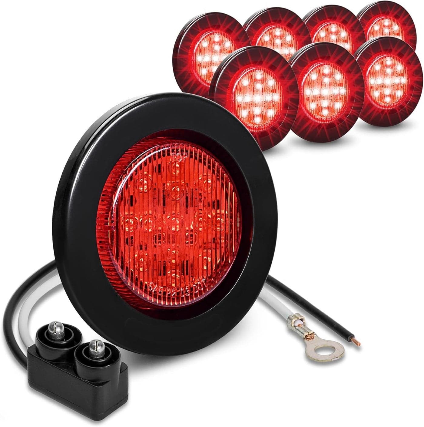 ONLINE LED STORE 8PC 2.5" Round 10 Light Side Marker Light for Trucks and Trailers - Red