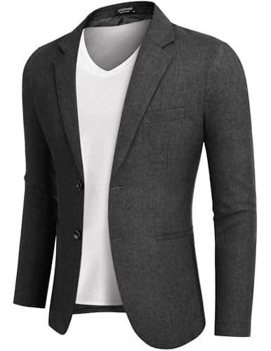 COOFANDY Mens Sport Coat Casual Fitted Suits Blazer Western Summer Weeding Party Blazer Dark Charcoal