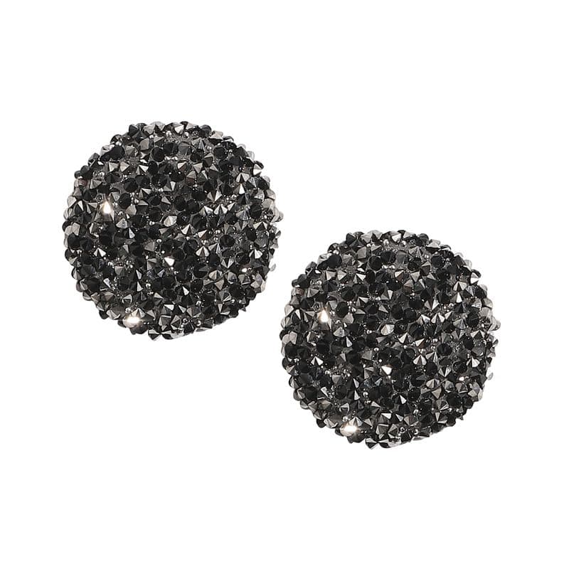 SOHI Women's Embellished Cluster Circular Stud Earrings For Casual Wear | Black Colour | Acrylic Material | Push Pin Closure | Artificial Stones Earrings | Fashion Stud Earrings For Woman & Girls