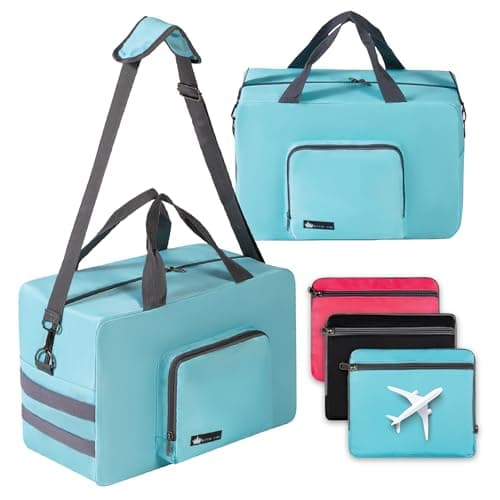 Personal Item Travel Bag for Airlines Underseat Carryon Travel Bag Cabin Duffel Holdall Tote Luggage for Women Men Foldable Water Resistant Overnight Weekender Bag 16x10x8 in 40x25x20cm