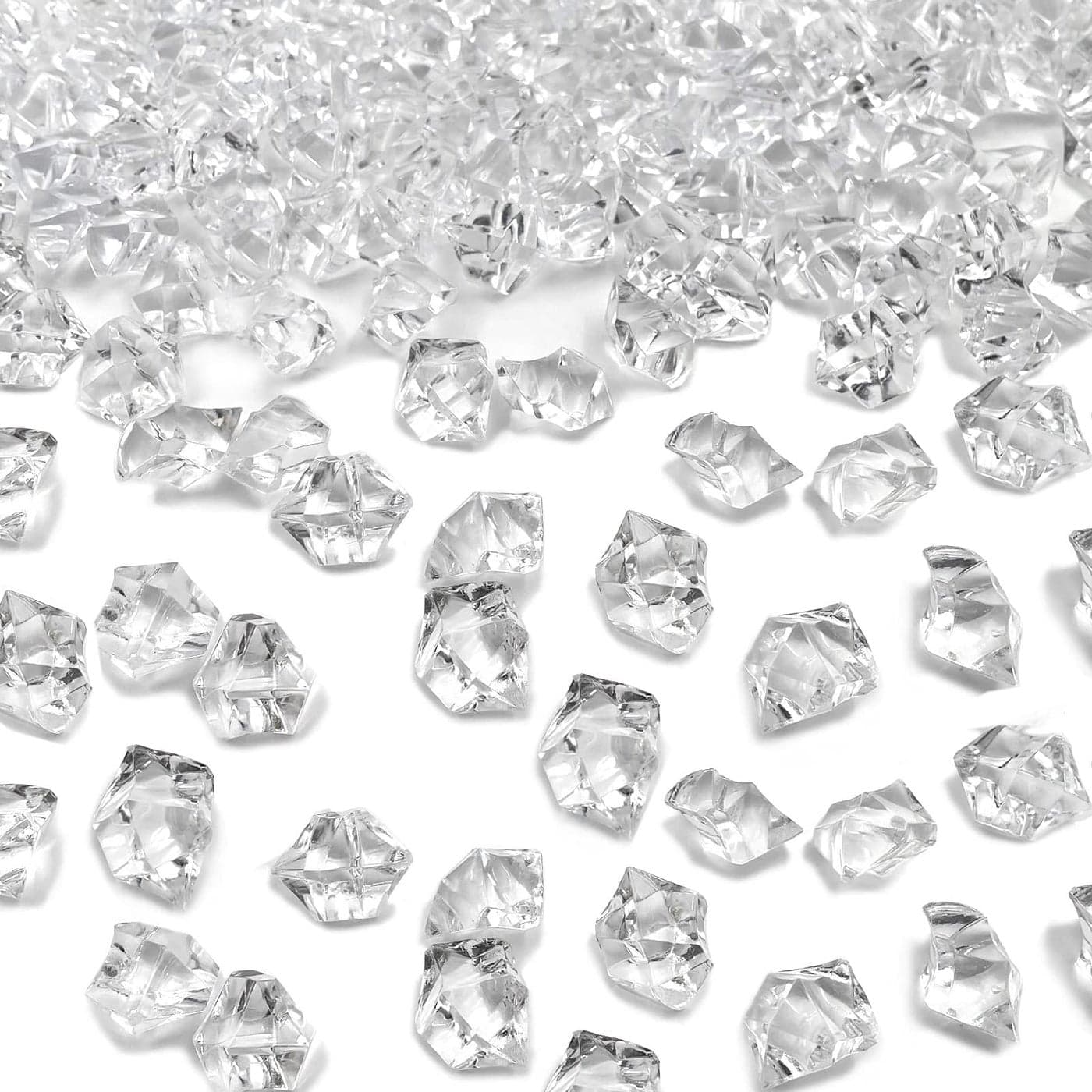 LYFJXX Fake Ice Cubes 1000 Pcs Acrylic Ice Rocks for Centerpieces 11 14 mm Artificial Ice Table Scatter Fake Crushed Ice Acrylic Vase Fillers Christmas Decorations