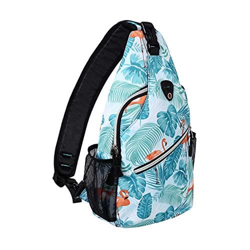 MOSISO Sling BackpackTravel Hiking Daypack Pattern Rope Crossbody Shoulder Bag Flamingo