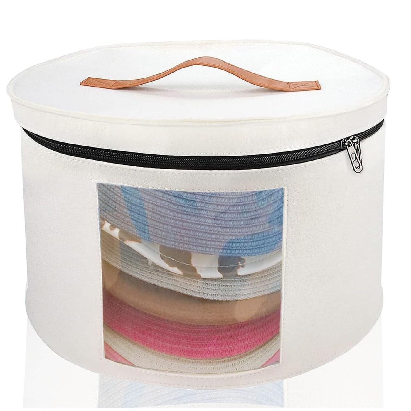 Memfish Hat BoxHats Boxes for Women Storage 1693 D1024 H Travel Large Round Hat Carrier Case Organizer White