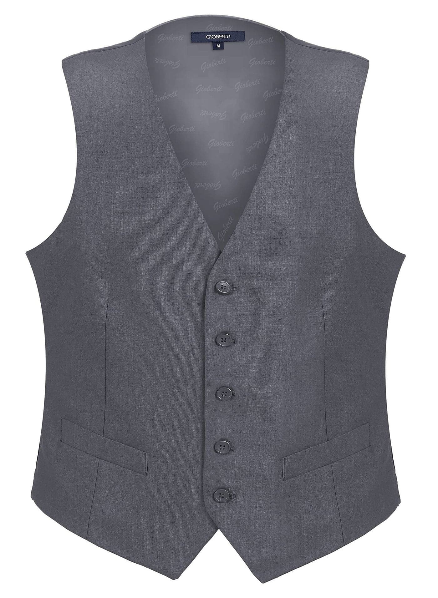 Gioberti Men's Formal Suit Vest Fit for Business or Casual Dress, Gray, Large