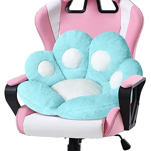 Ditucu Cat Paw Cushion Kawaii Chair Cushions 27.5 x 23.6 inch Cute Stuff Seat Pad Comfy Lazy Sofa Office Floor Pillow for Gaming Chairs Room Decor Blue