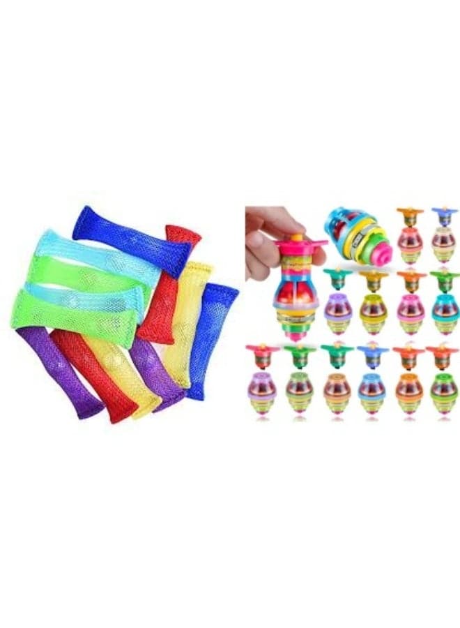 Set of 24 toys for kids party favors return gifts birthday party gift for kids 12 pcs gyro spinning top 12 pcs mesh marble fidget toy