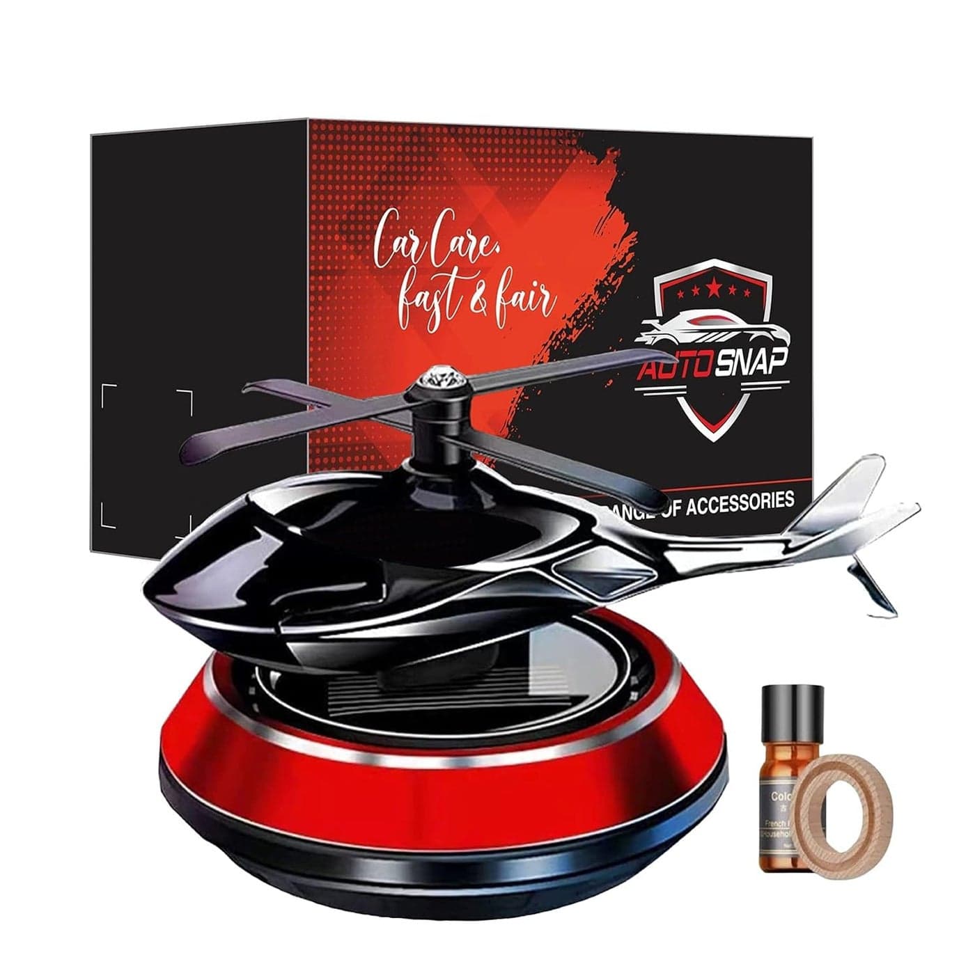 AUTO SNAP Helicopter Alloy Solar Car Air Freshener Aromatherapy Car Interior Decoration Accessories Fragrance for Home Office Decoration Perfume Solar with organic oil 10ml Bottle