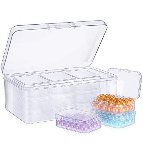 Blulu 12 Pieces Plastic Clear Storage Box Organizer with snaptight closure latch Mini small Storage Containers Cases with Hinged Lid Hobby Modular Craft Supply Satchel 25 x 177 x 079 Inch