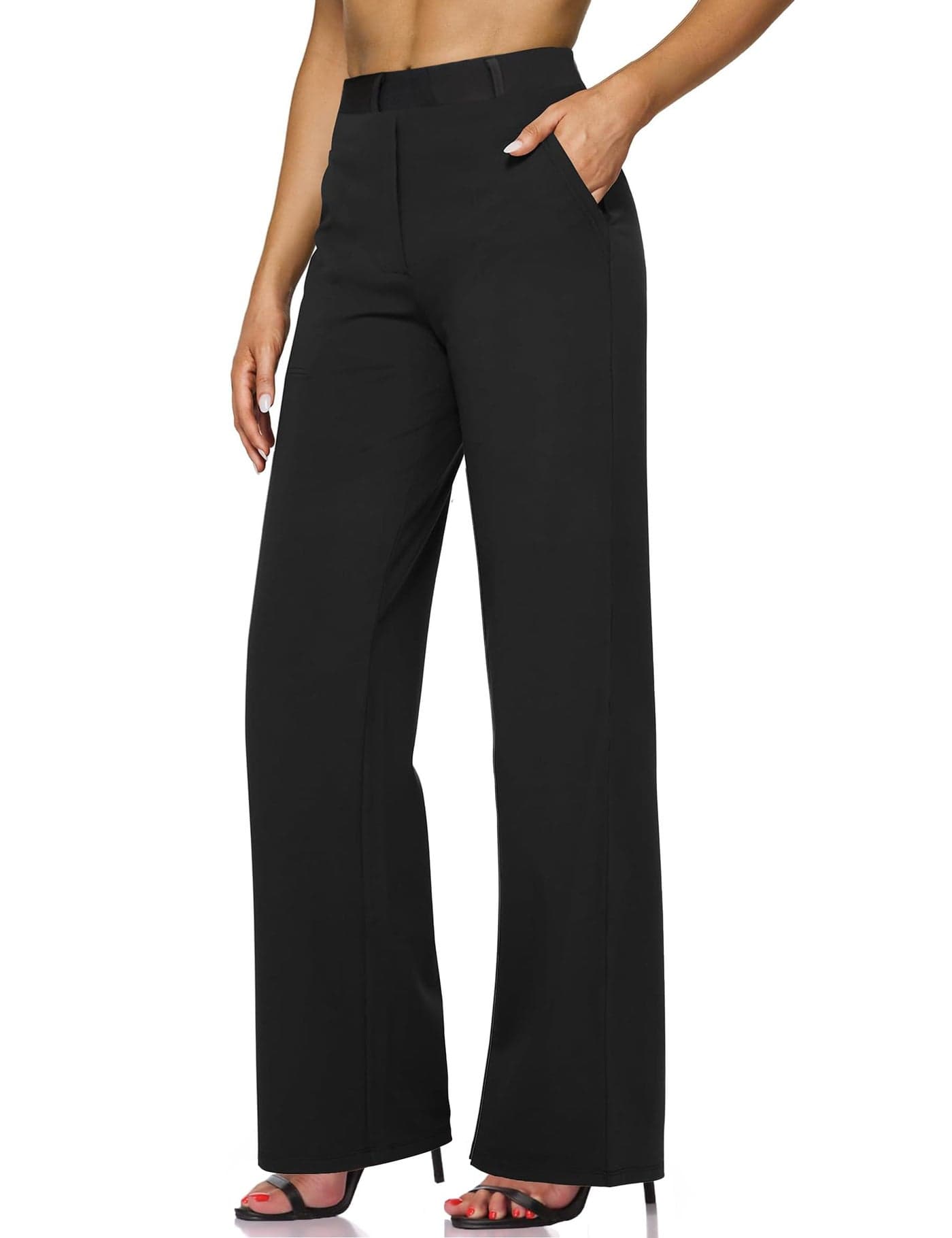 Narcissus Wide Leg Pants Woman Dress Pants Women Black Slacks High Waisted Pants for Women Business Casual Outfits Professional Clothes Black Regular XL