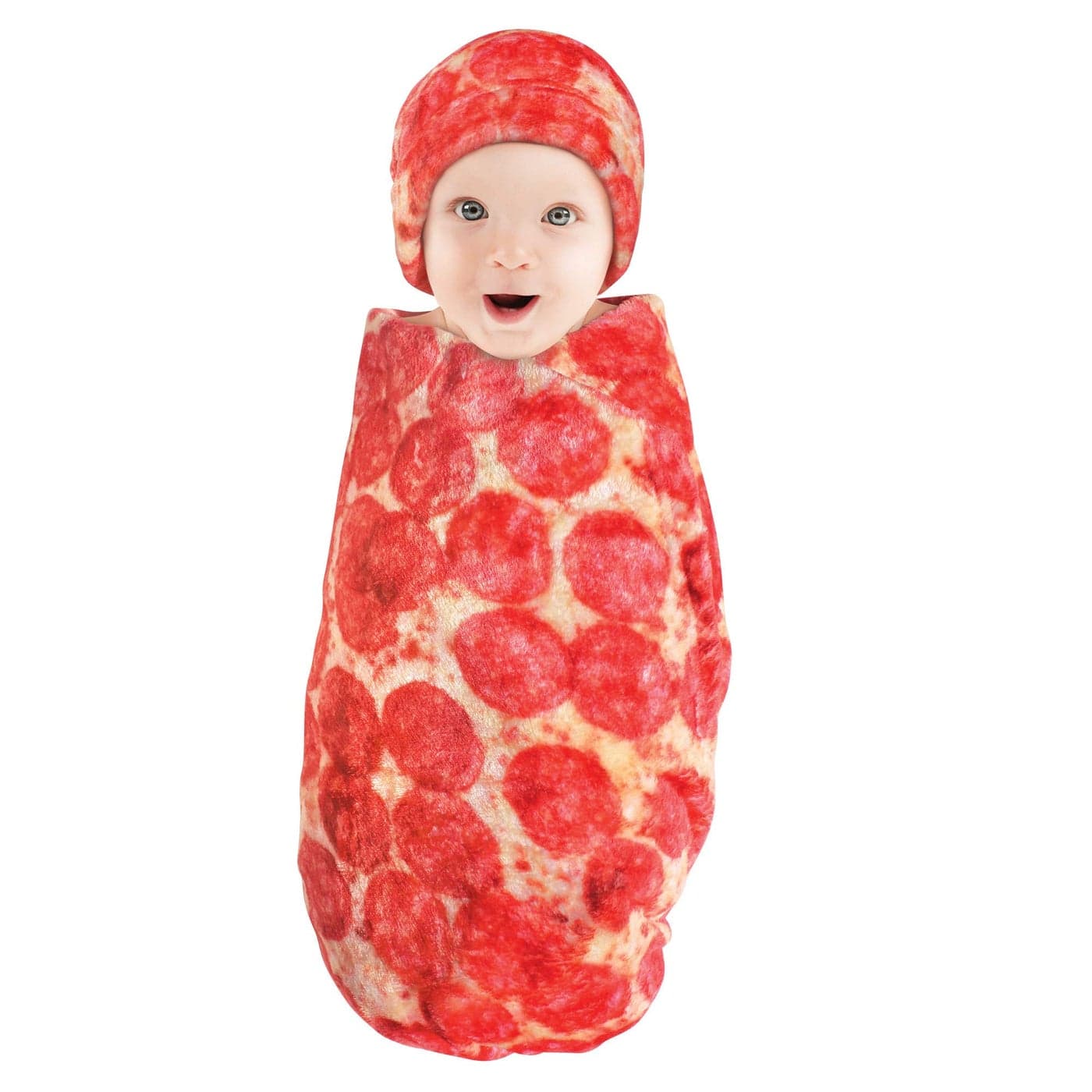 Hudson Baby Unisex Baby Plush Food Burrito or Pizza Blanket and Cap Pepperoni Pizza One Size