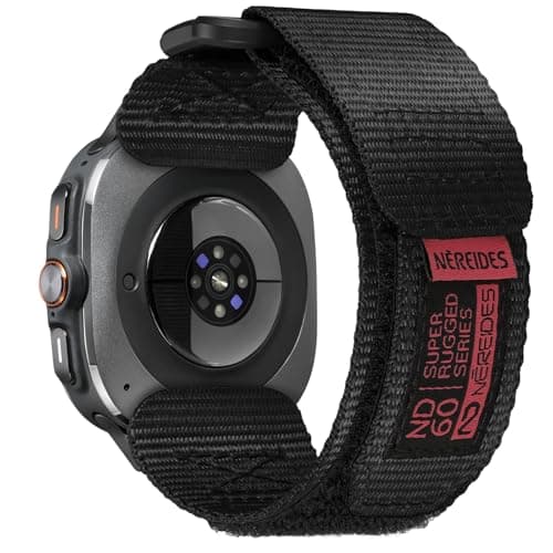 Nereides Watch Band Compatible with Samsung Galaxy Watch Ultra 2 47mm(2024/2025) for Men Women, Nylon Sports Adjustable Replacement Strap for Galaxy Watch Ultra 2(Black, Large)