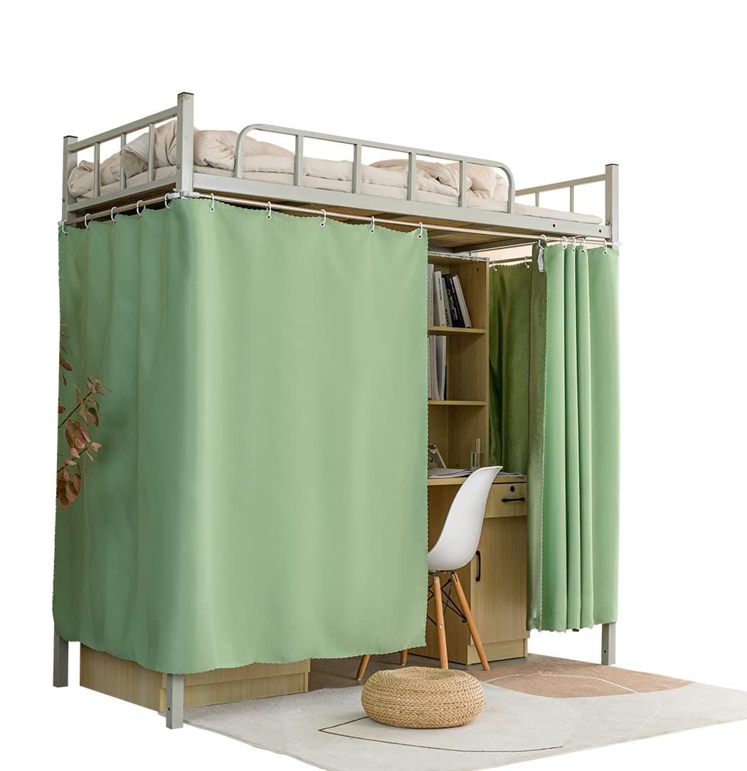 Teanea HeavyDuty Adult Bunk Bed Blackout Curtains for Bottom Twin Privacy Underbed Curtains for High Loft Bed 2 Panels Light Green 59in