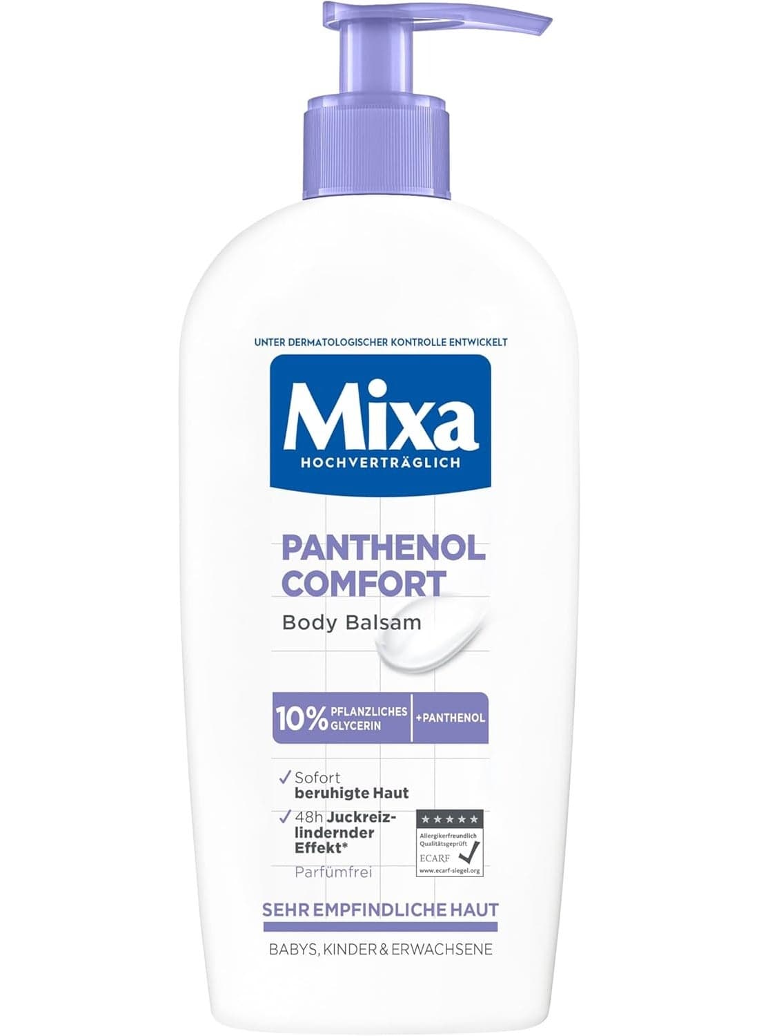 Mixa Panthenol Comfort Body Balm Itch Relief and Soothing Balm with Panthenol and Vegetable Glycerine for Sensitive Skin 250ml
