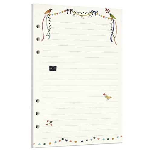 Zelten 40 Sheets 80 Pages Colorful Loose Leaf Punched Paper Refills Paper for 6 Hole Binder Personal Organizer Diary Notebook Refillable Planner A5 Tree Party Ruled