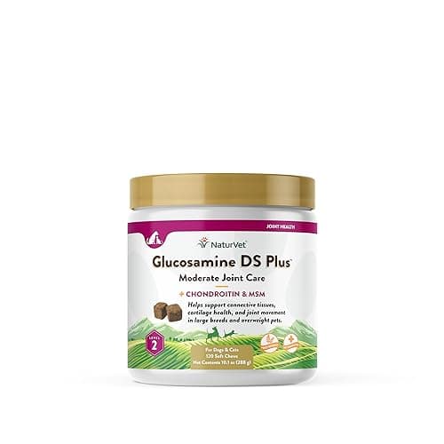 NaturVet Glucosamine DS Plus Level 2 Moderate Care Supports Healthy Hip Joint Function Enhanced with Glucosamine MSM Chondroitin for Dogs Cats120 Soft Chews