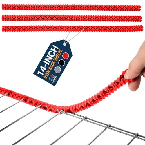 Silicone Oven Guards for Racks by Linda’s Essentials (3 Pack) - Heat-Resistant Rack Protectors Shield, Prevents Burns & Scars, Easy to Fit Design, Must-Have Kitchen Safety 14 Inches Long (Red)