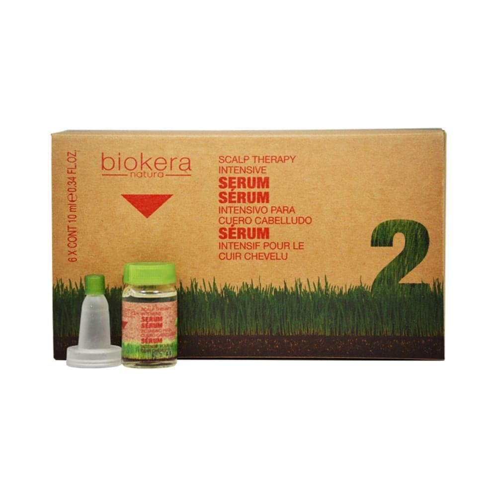SALERM Intensive Scalp Serum Biokera Natura 6 x 10 ml Fortifying Hair Treatment for Women and Men with Ginseng and Ginkgo Biloba Strengthens Weakened Hair