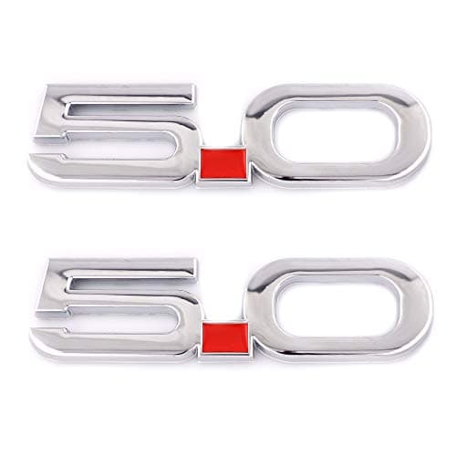 UpAuto 2pcs 5.0 Emblems Metal Badge 3D Self-Adhesive Logo Sticker for 2011 2012 2013 2014 Ford Mustang Gt (Silver)