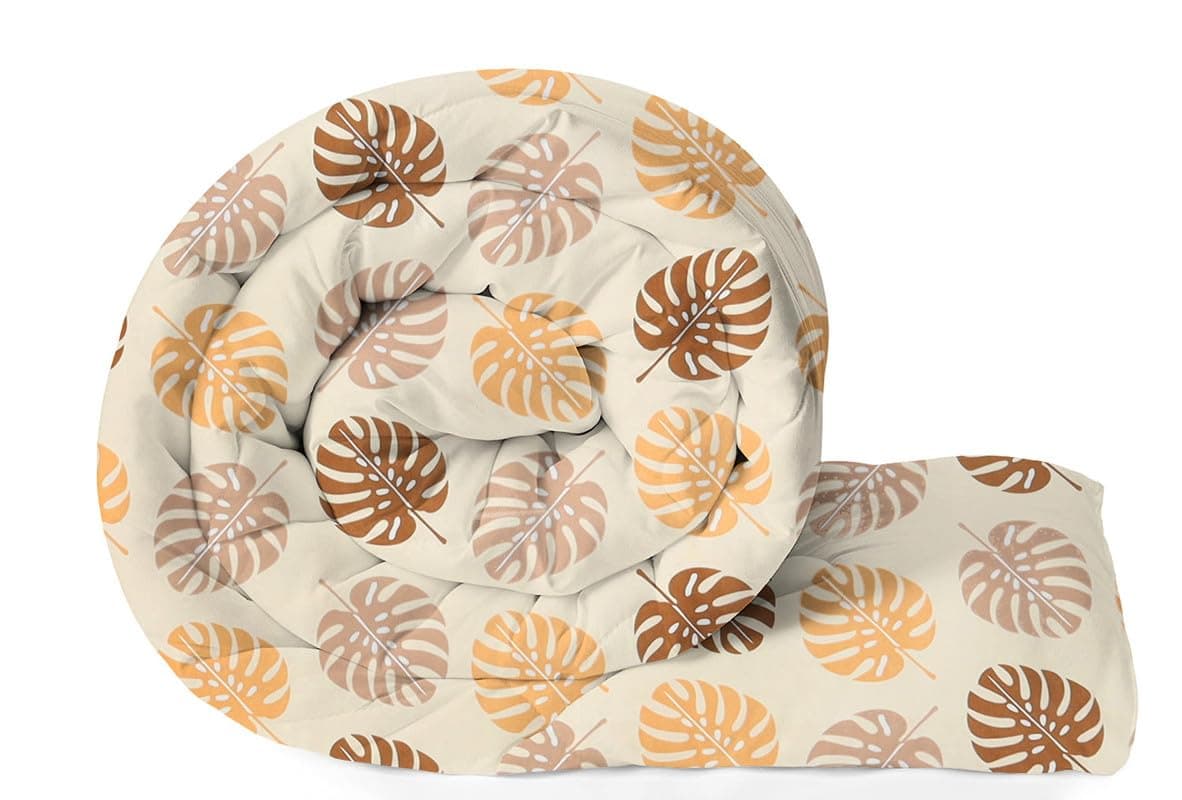 HOMEKART 220 GSM Reversible Microfiber AC Comforter/Duvets for Mild Winter | All Season King Size 3 Layered Quilted Blanket for Double Bed (220 cm x 240 cm, Floral, Beige & Brown)