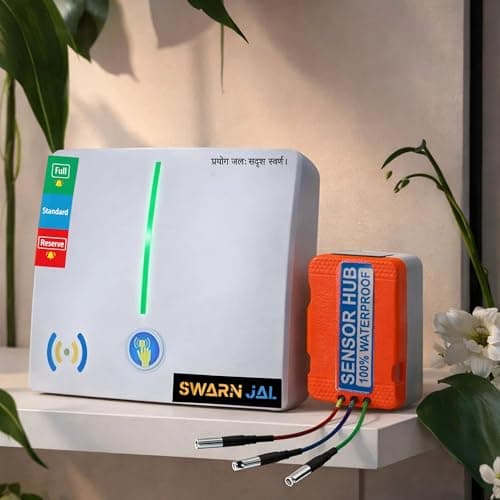 Water Tank Overflow & Empty Alarm with Brass Sensor Swarn Jal Cell Powered Water Indicator Bell Loud Human Voice 100% Shock Proof 1-3 Years Cell/Battery Life 1 Year Complete Warranty + 0.5M Wire
