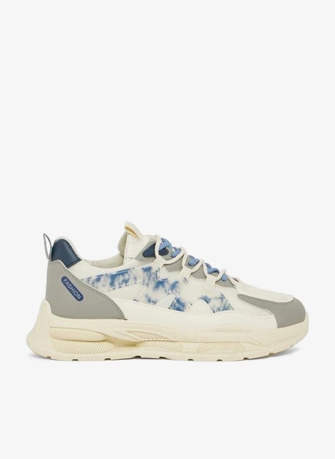Chunky Sole Abstract Print Lace Up Sneakers