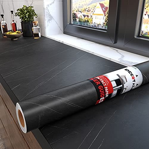 Decotalk Black Marble Contact Paper for Kitchen 12 x 120 inch Peel and Stick Countertops Marble Self Adhesive Wallpaper Black Marble Contact Paper Stone Waterproof for Countertop Bathroom Dining Table