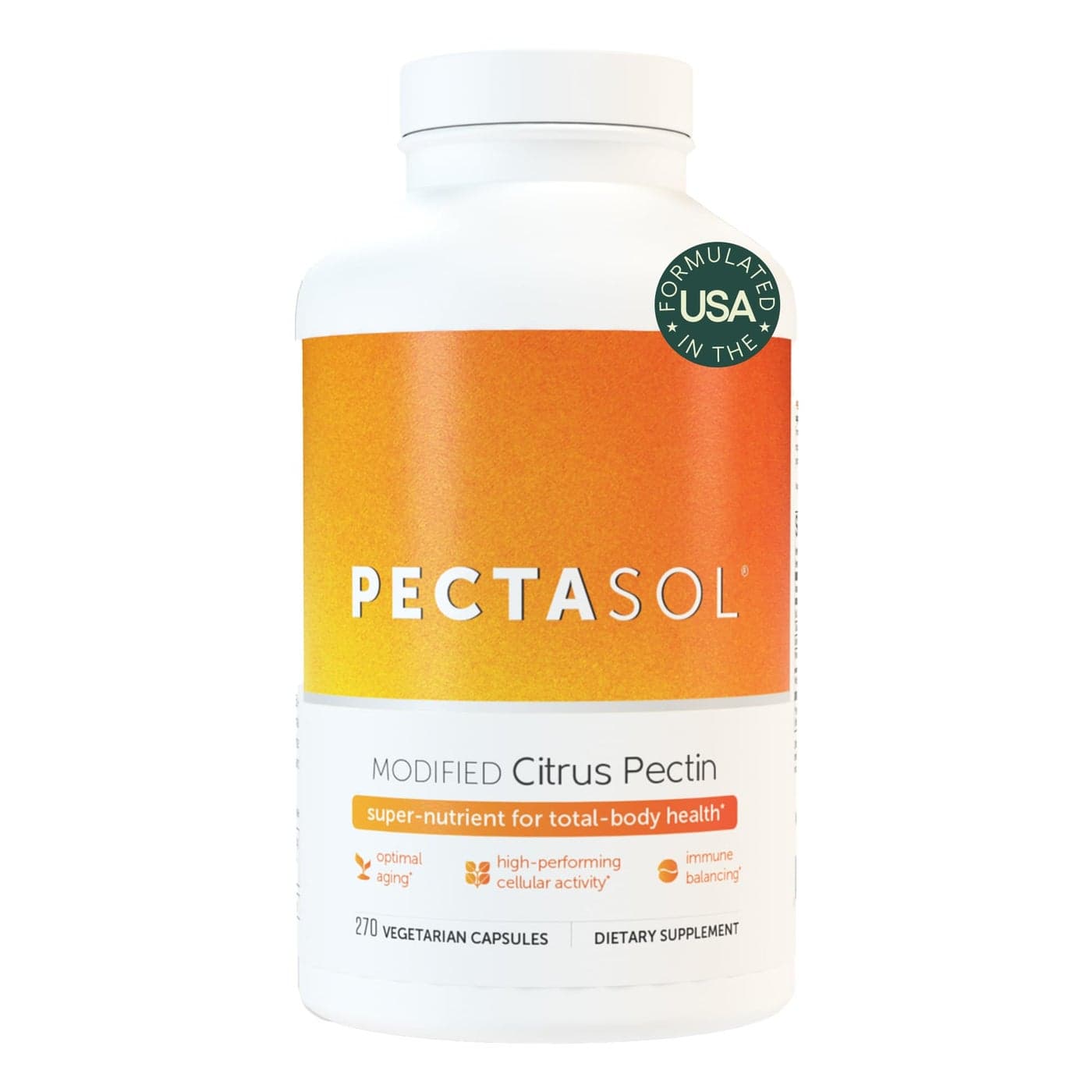 PectaSol Modified Citrus Pectin 270 Capsules TotalBody Health Supplement to Support the Heart Immune System Inflammation Response Healthy Aging Maintain Healthy Galectin3 Levels