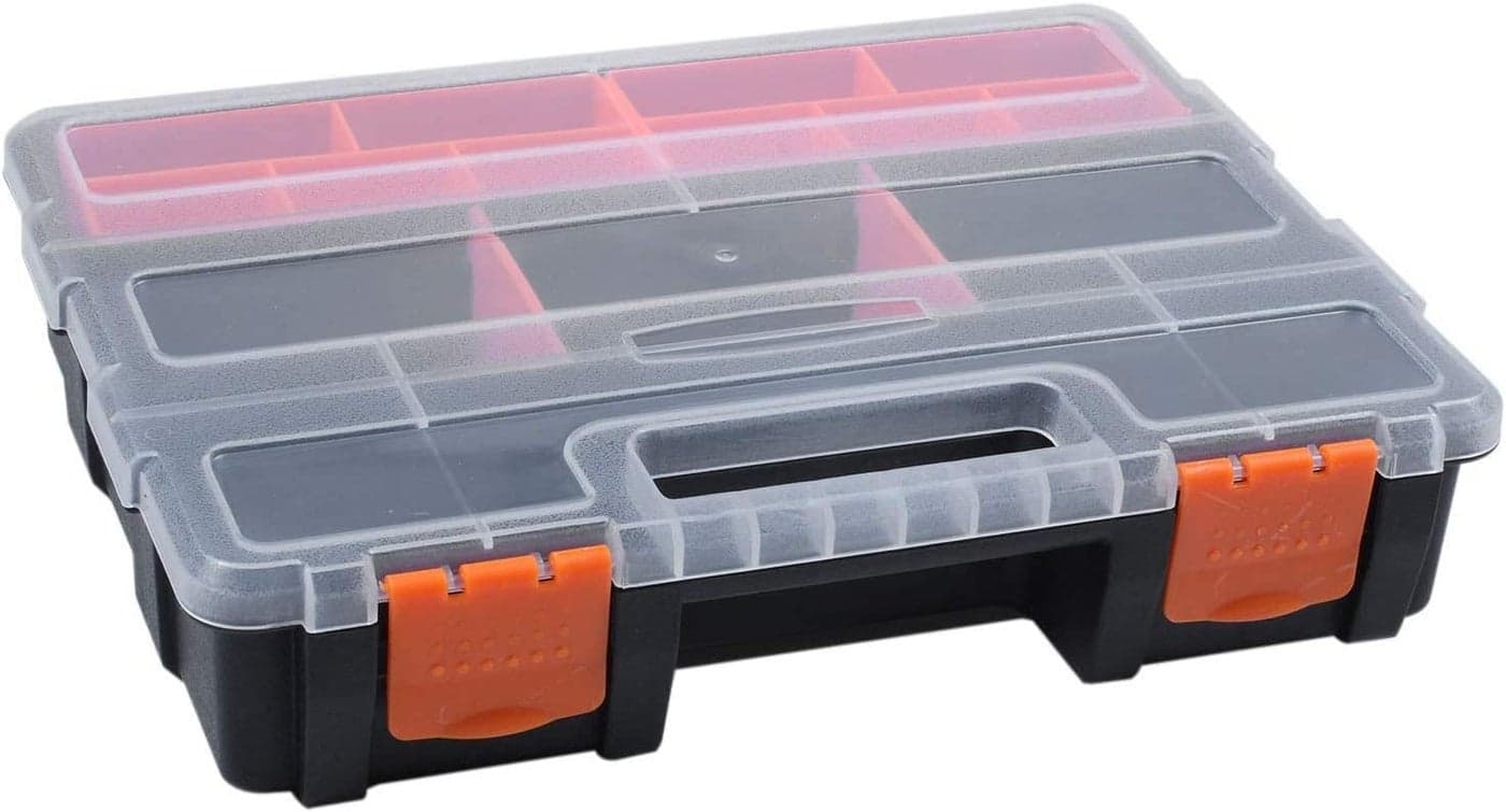 Toriox Tool Organizer with Impact Resistant Polymer Hardware Box Storage Excellent for ScrewsNutsSmall Parts 21Compartment Small Parts Storage Case