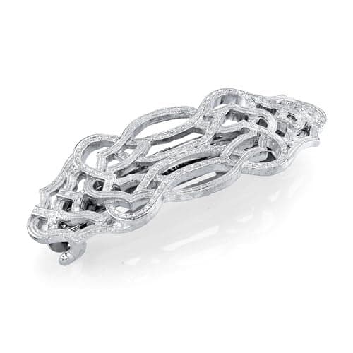 1928 Jewelry Filigree Art Deco Inspired 2.75 Inch Hair Barrette Clip For Women, (1 Pcs)